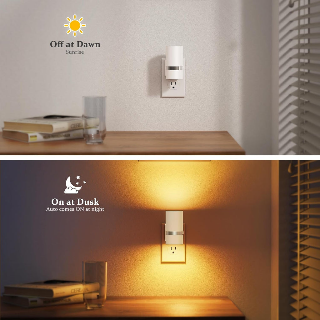 JandCase Night Lights Plug into Wall, Automatic Night Light with Dusk to Dawn, 2 Pack Amber 0-100LM Dimmable Plug in LED Nightlight for…