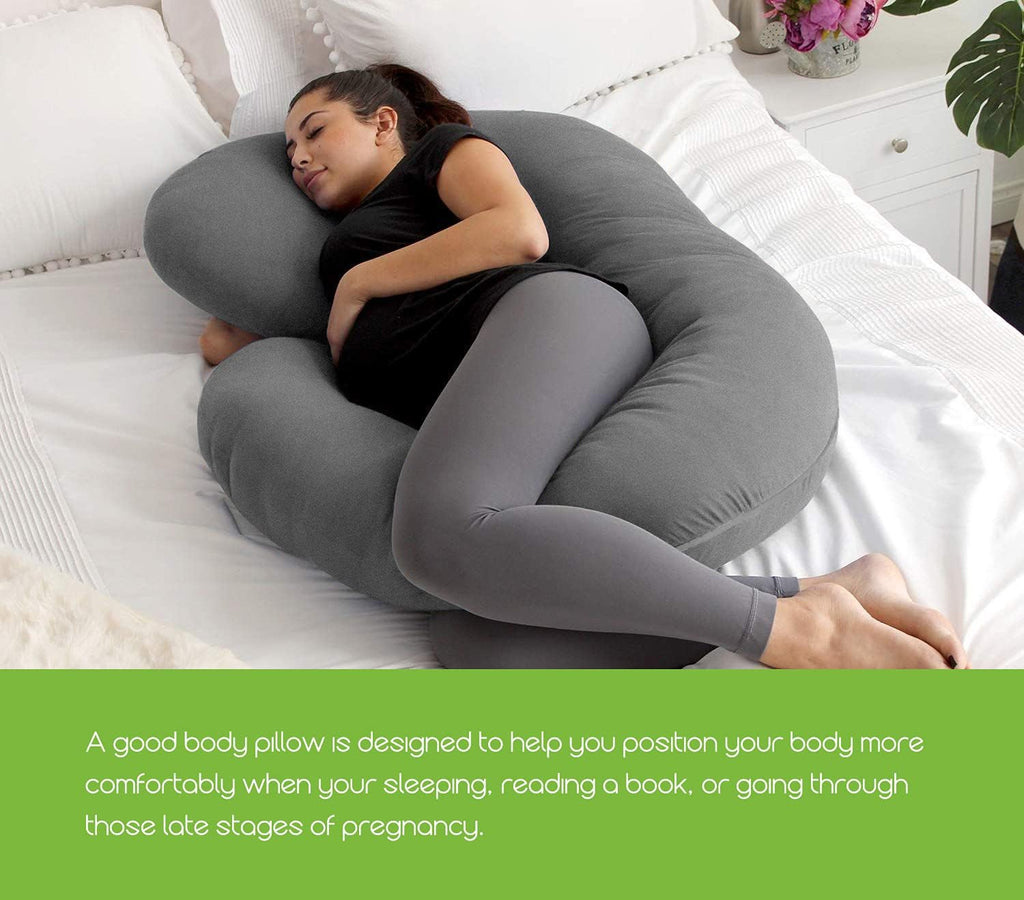 COSMOPLUS C Shaped Full Body Pillow Case Cover for Maternity, Stretchy Cool Breathable Jersey Fabric, Provides Sleep and Pregnancy…
