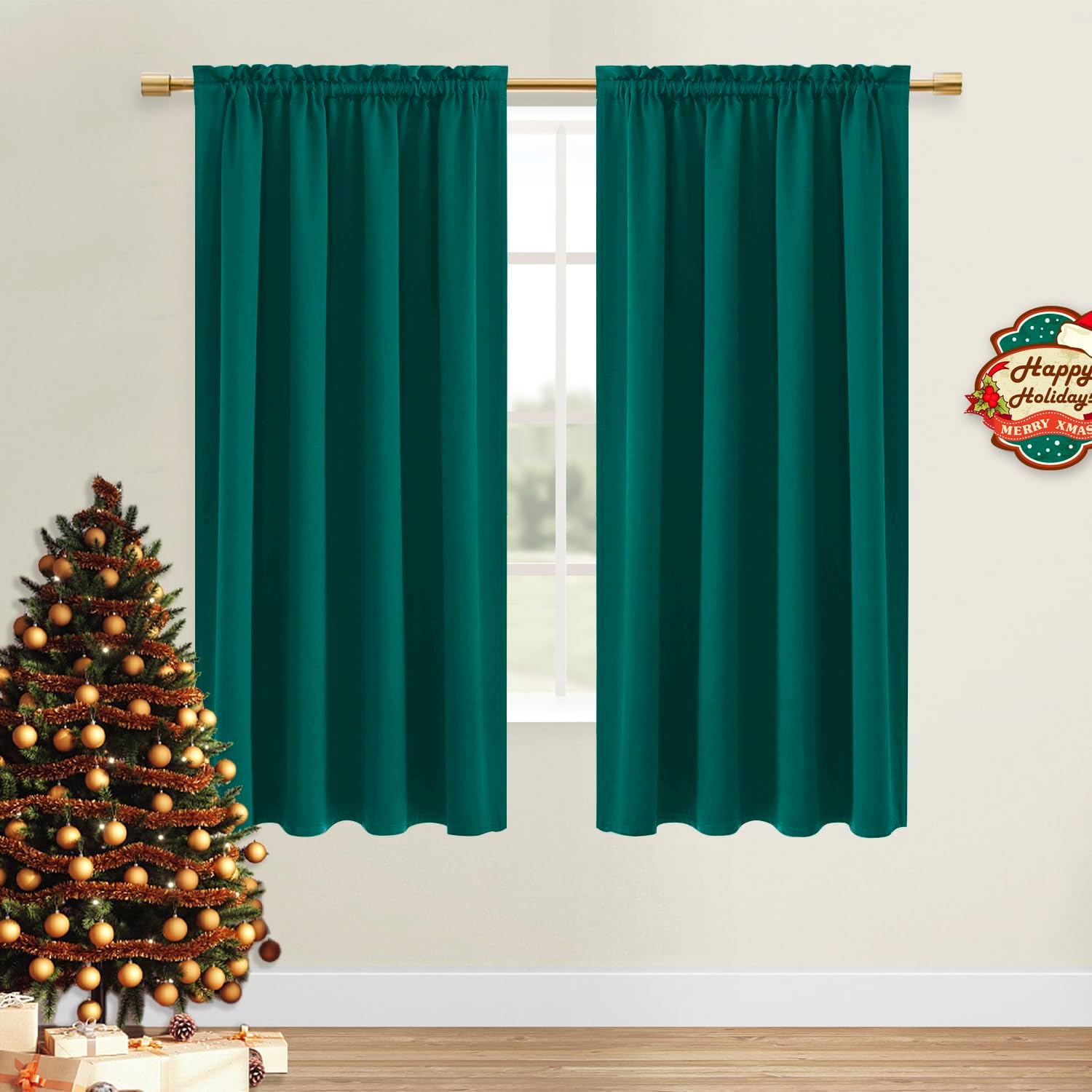 DWCN Blackout Curtains Thermal Insulated, Energy Saving & Noise Reducing Bedroom and Living Room Curtains, Hunter Green, W 42x L 63 Inch…