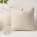 KevinTextile Kevin Textile Waterproof Decorative Pillow Covers Beige 26x26 Inch Pack of 2 Soft Boucle Textured Euro Pillowcases Elegant Acc…