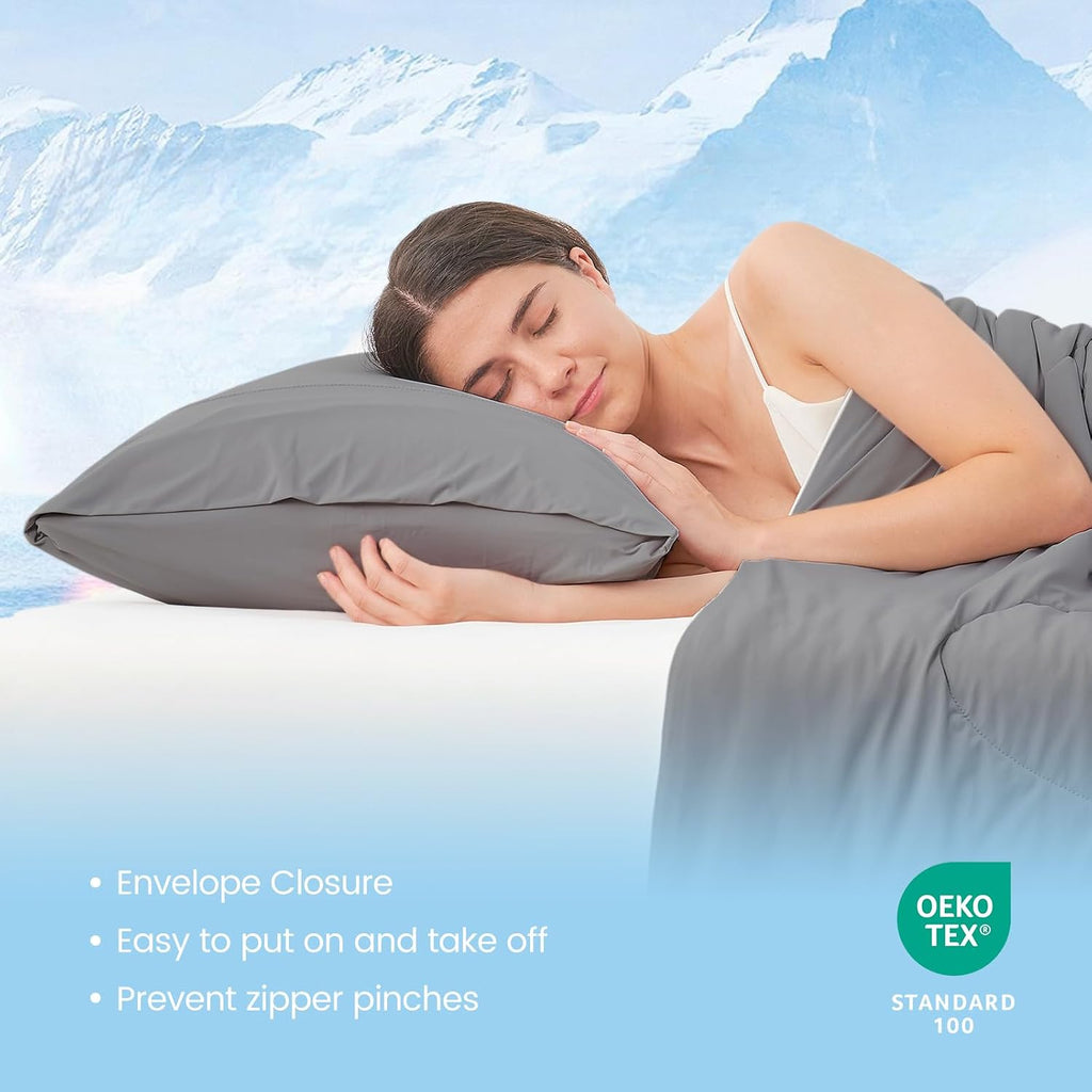 CozyBliss Cozy Bliss 2pcs Cooling Pillow Cases Set for Hot Sleepers & Night Sweats, Q-Max 0.5 Silky Wrinkle-Free Pillow Covers with Envelop…