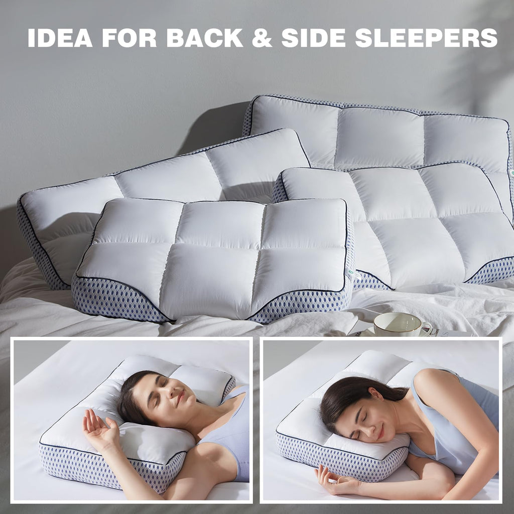Glaciman Firm Shredded Memory Foam Bed Pillow, Ergonomic Neck and Shoulder Support for Back and Side Sleepers, Machine Washable, Breathable…
