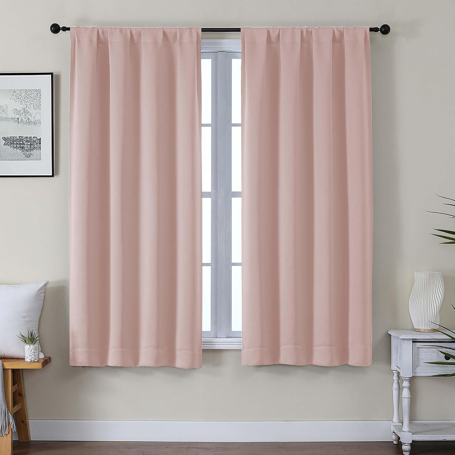 Gwine Valentine's Day Blackout Curtains for Living Room 63 Inch Long, Thermal Insulated Window Treatment Black Out Curtains for Bedroom…