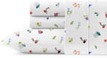 Pointehaven Water Petals White Printed Cotton Percale 3 pc Sheet Set, Twin