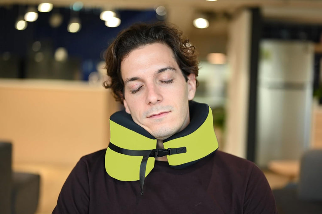 Cushionlab C CUSHION LAB Travel Pillow, Award-Winning Patented Ergonomic Design for Chin & Neck Support Memory Foam Neck Pillow, Compact Ai…