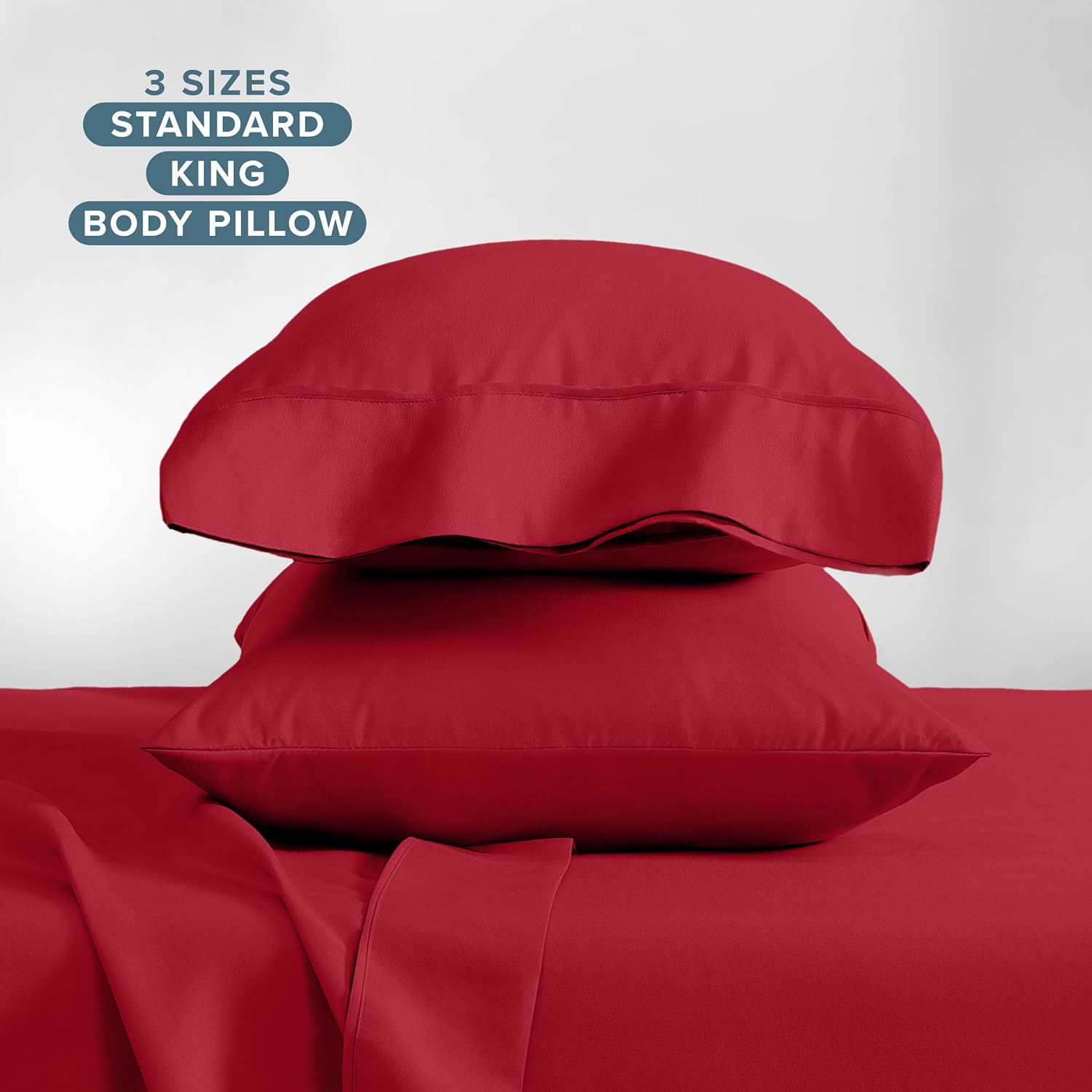 BareHome Bare Home Microfiber Pillow Cases - King Size Set of 2 - Cooling Pillowcases - Double Brushed - Red Pillowcases 2 Pack - easy…