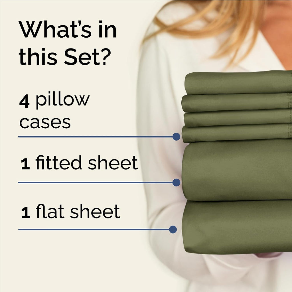 Full 6 Piece Sheet Set - Comfy, Breathable & Cooling - Hotel Luxury Bedding for Women, Men, Kids, Teens & Children - 1 Flat & 1 Fitted…
