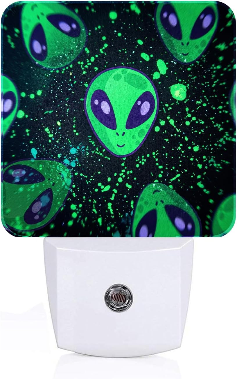 Green Aliens Night Light, Plug Into Wall Decor for Stairway, Hallway, Kitchen, Dusk to Dawn Sensor Nightlights for Boys/Girls/Women/Men Room…