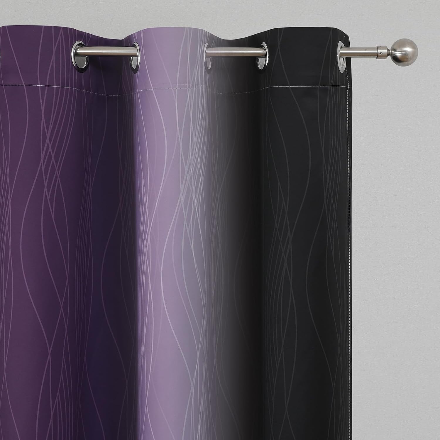 Estelartextiler Estelar Textiler Black and Purple Ombre Blackout Curtains for Bedroom, Full Room Darkening Grommet Curtains for Living Room…