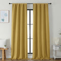 Simplebrand Ava Bright Gold Blackout Curtains for Bedroom 96 Inches Long 2 Panels, Solid Thermal Insulated, Energy Saving Nursery Window Tr…