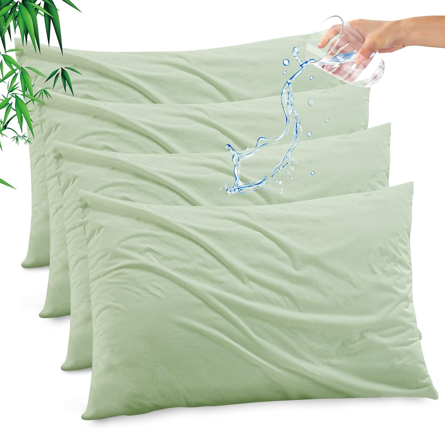 Gogreen Bamboo Rayon Waterproof Pillow Protector, Breathable Pillow Cover, Cooling Pillow Case Protector with Zipper, Super Soft Pillow Cas…