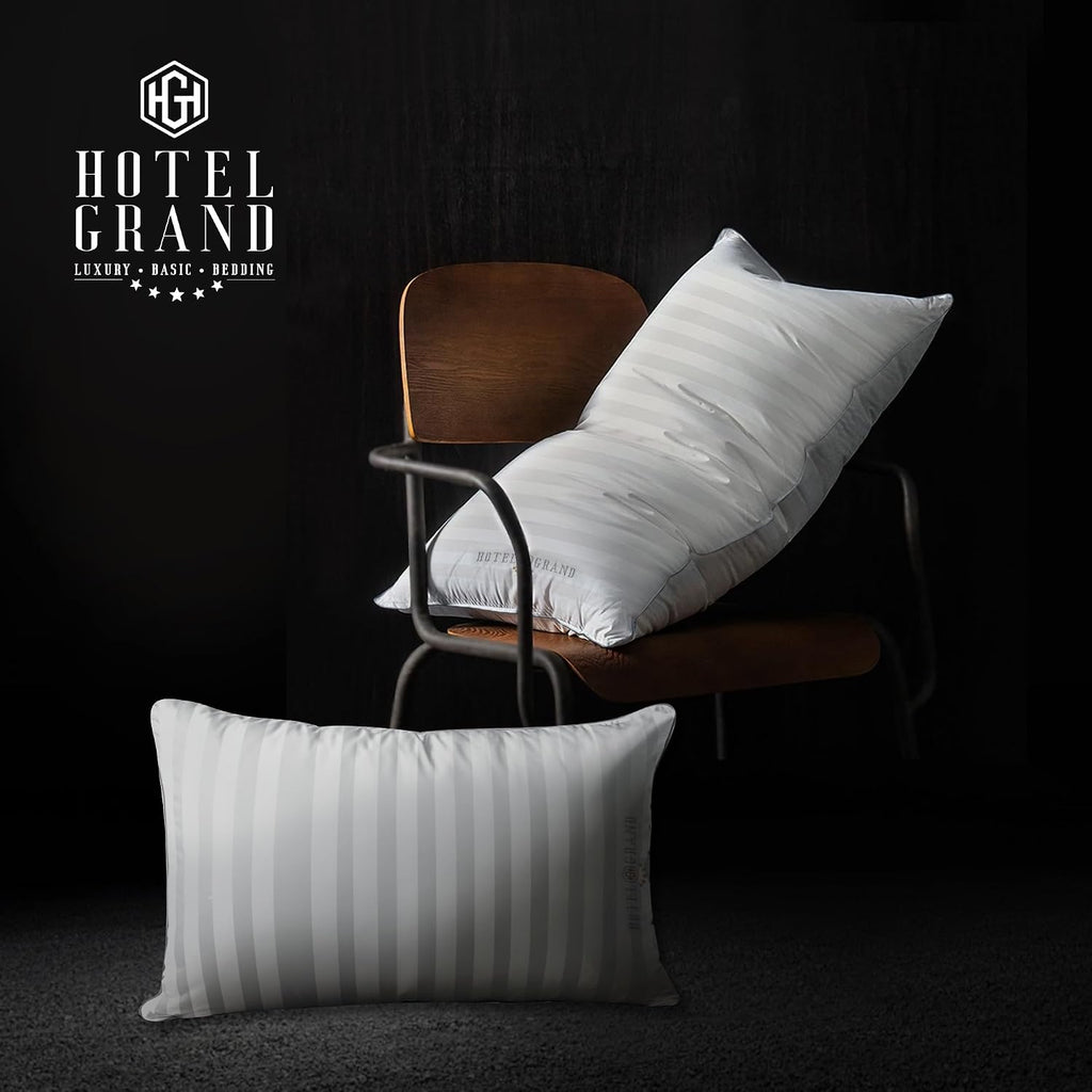 Hotel Grand White Feather Down Pillows King Size Set of 2 Packs Bed Pillows Medium Firm Hypoallergenic 100% Cotton Breathable Hotel…