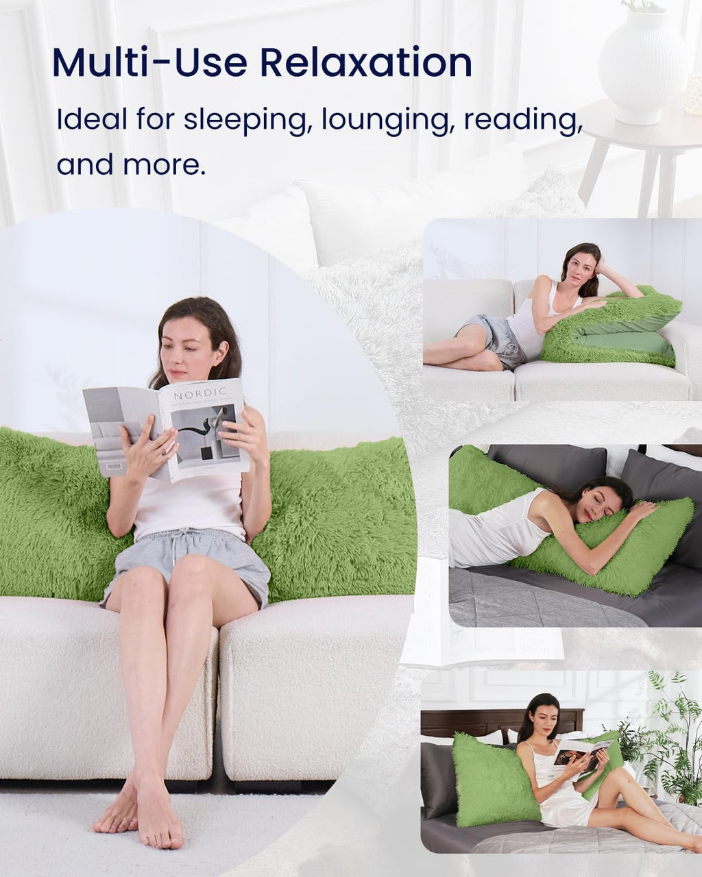Zonli Fluffy Body Pillow, Full Body Pillows for Adults, Long Pillow for Sleeping with Removable Cover and Adjustable Filling for Side Sleep…