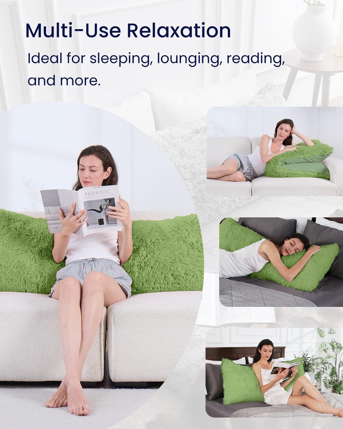 Zonli Fluffy Body Pillow, Full Body Pillows for Adults, Long Pillow for Sleeping with Removable Cover and Adjustable Filling for Side Sleep…