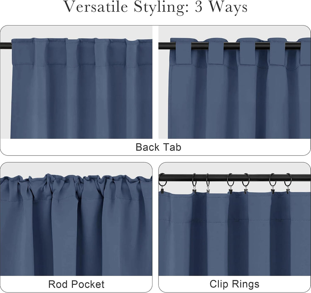 Ponydance PONY DANCE Window Curtains Drapes - Energy Saving Back Tab/Rod Pocket Room Darkening Thermal Draperies Heavy-Duty for Kitchen, 52…
