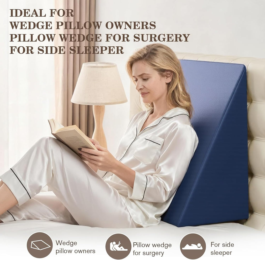 Wedge Pillow Case Cover for Style Protection, Thickened Satin Fabric Soft & Skin-Friendly, Wedge Pillow Cover with Zipper for Easy…
