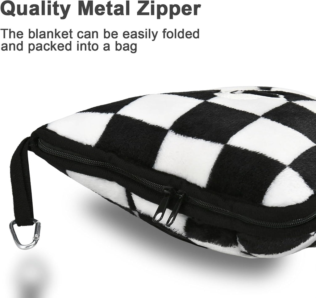 JungleStar Travel Blanket and Pillow Compact, Soft 2 in 1 Airplane Blanket with Soft Bag Pillowcase, Hand Luggage Sleeve and Backpack Clip (…