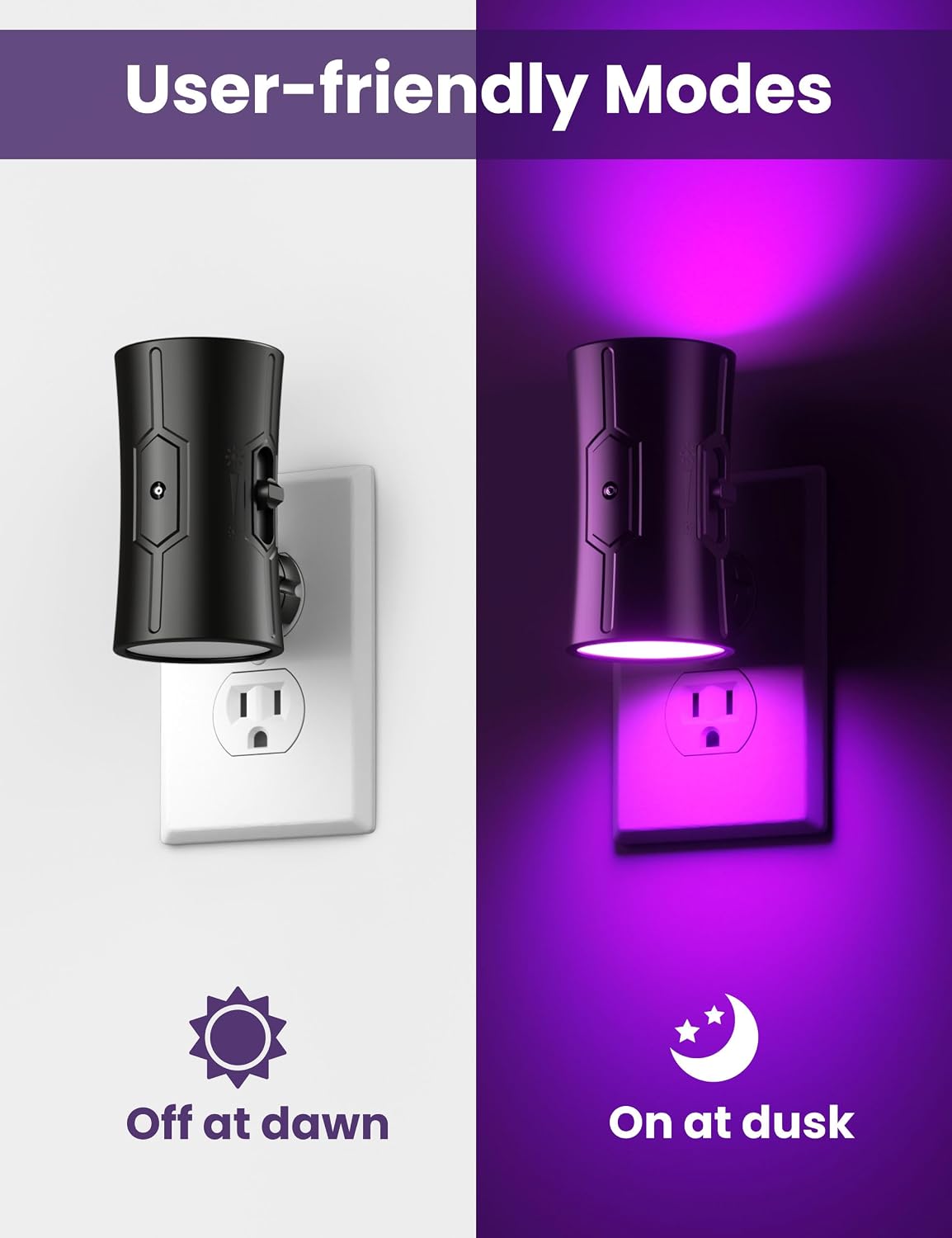 Sujeet Purple Night Light, Plug in Wall Light with Sensor, Adjustable Brightness, Dimmable Night Light Decorative for Christmas, Holiday, H…