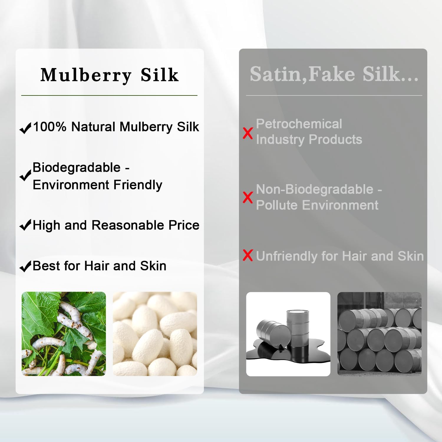 ZIMASILK 100% Pure Mulberry Silk Pillow Cases for Hair and Skin, Soft, Hypoallergenic & Smooth, Both Sides Grade 6A Silk, with Hidden…