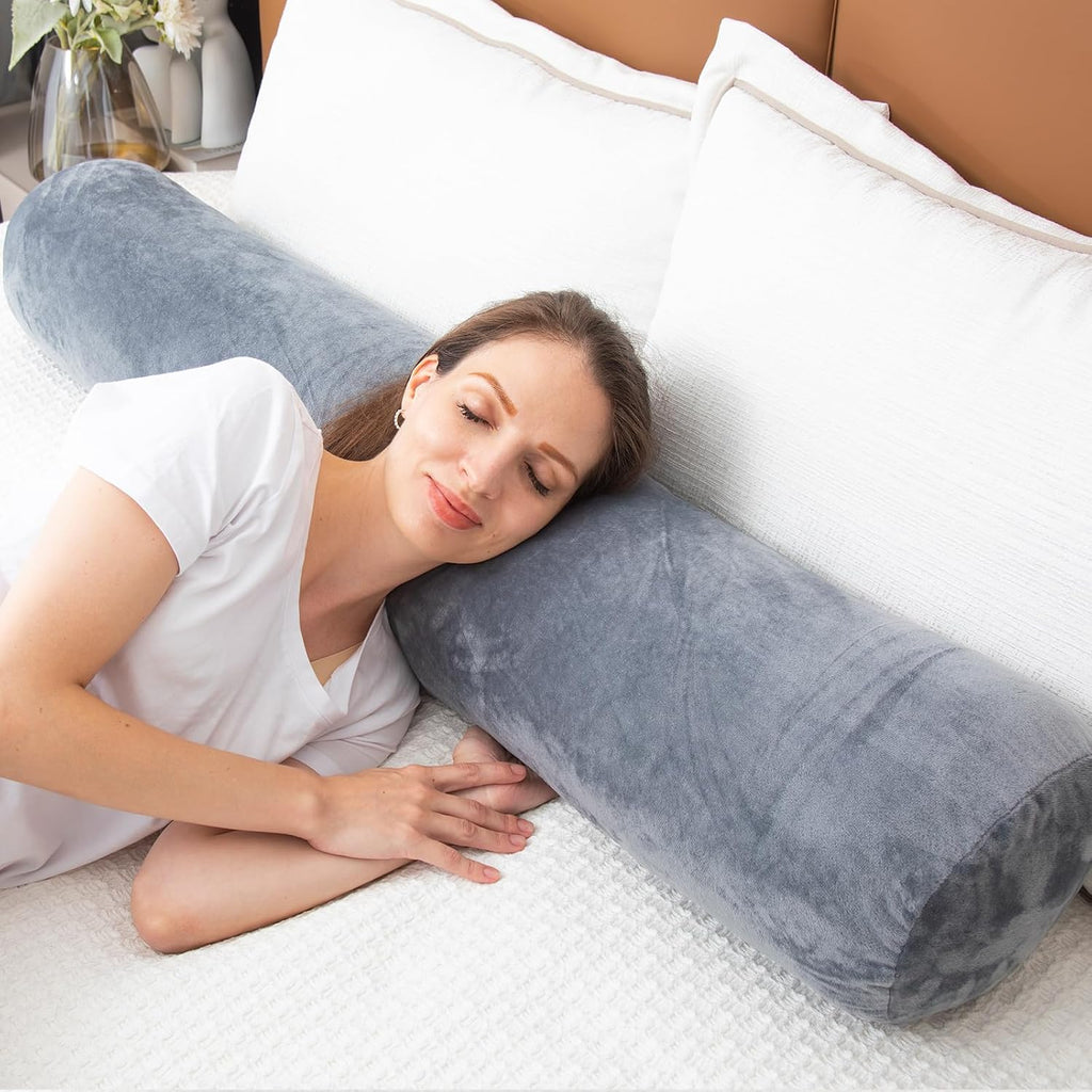 1Middleone 1 MIDDLE ONE Body Pillow, Memory Foam Round Body Pillows for Adults, Firm Long Bolster Pillow for Bed, Cylinder Tube Roll Pillow…