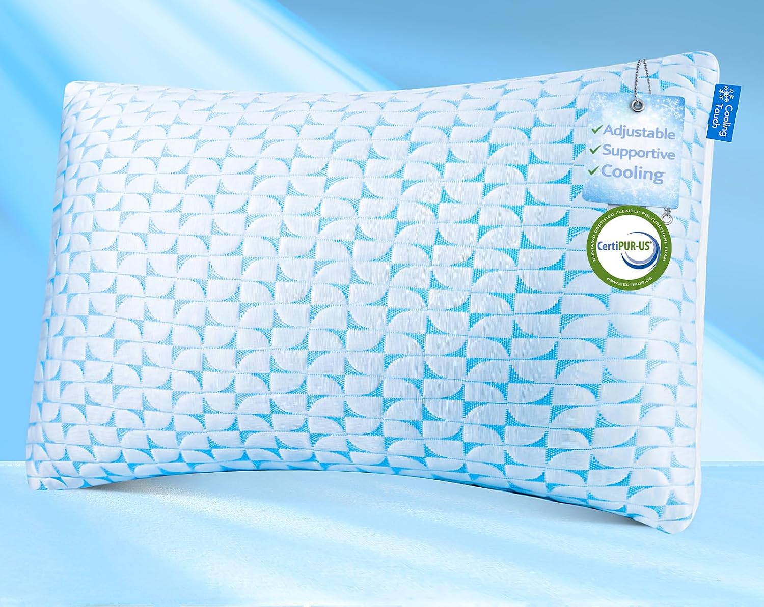 QUTOOL Firm Pillow Shredded Memory Foam, Cooling Pillow for Hot Sleeper, Adjustable Bed Pillow for Side Back Stomach Sleepers, Washable…
