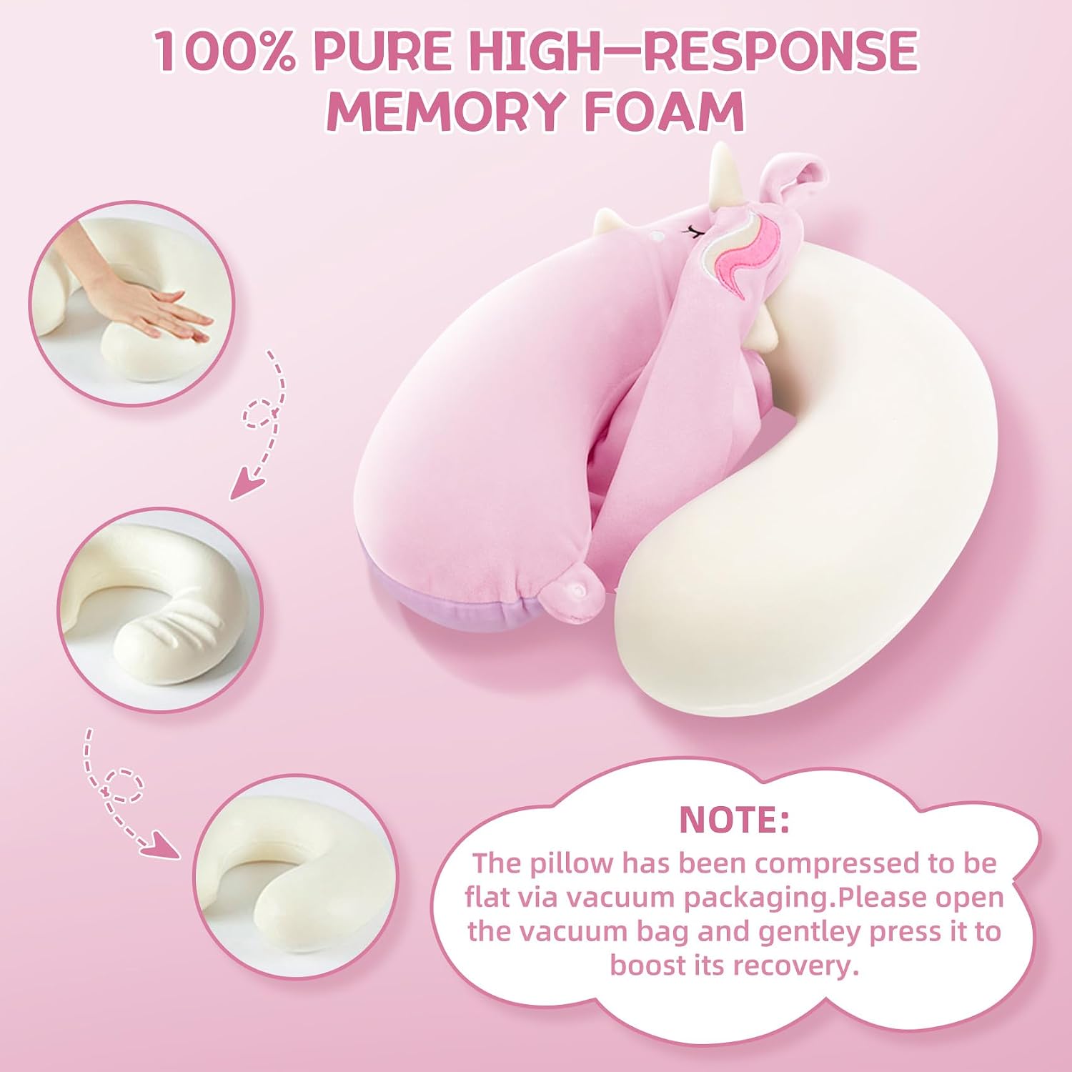 Kids Neck Pillow, Unicorn Kids Travel Neck Pillow for Traveling with Eye Mask, Toddler Travel Essentials for Road Trip Airplane Car Seat…