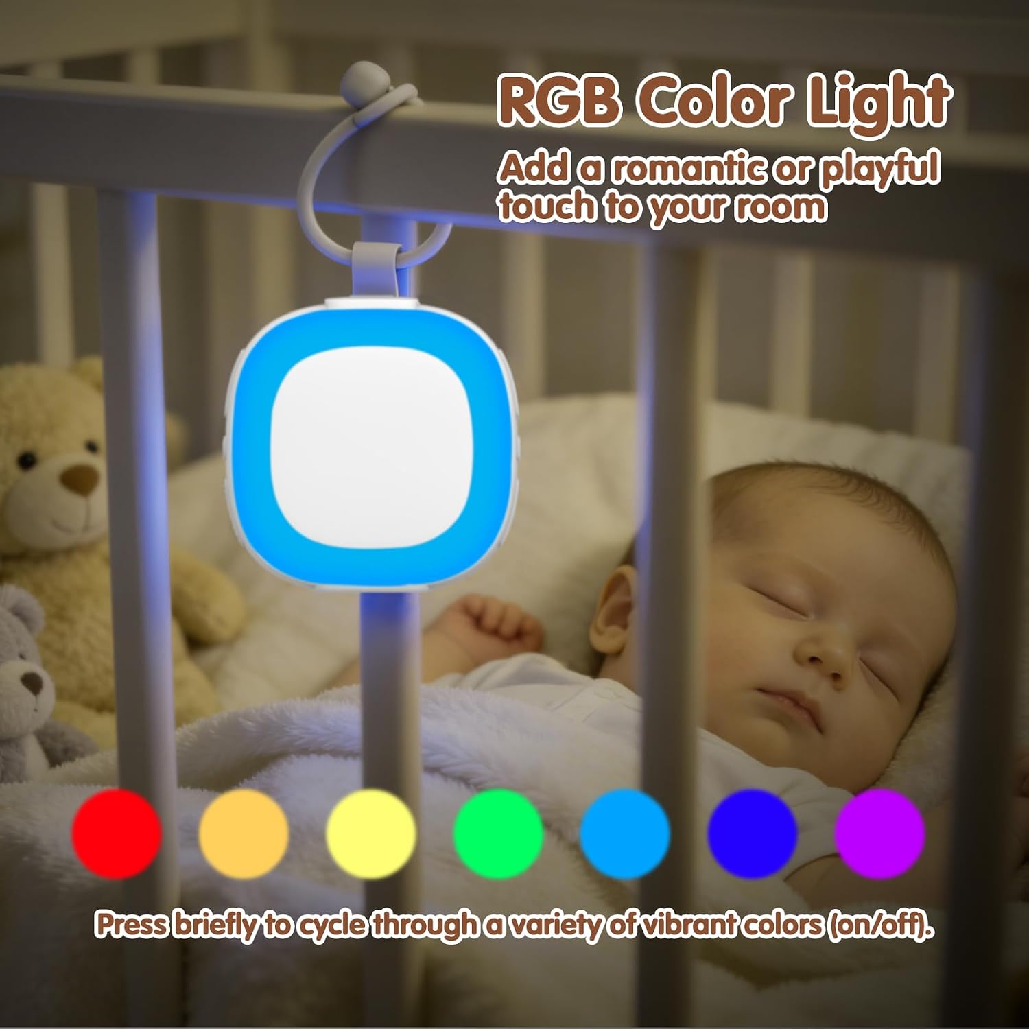 Gemmac Portable White Noise Sound Machine with Mood Lighting 7 Color Night Light 32 Soothing Sounds, Timer, Memory Function Adjustable Volu…