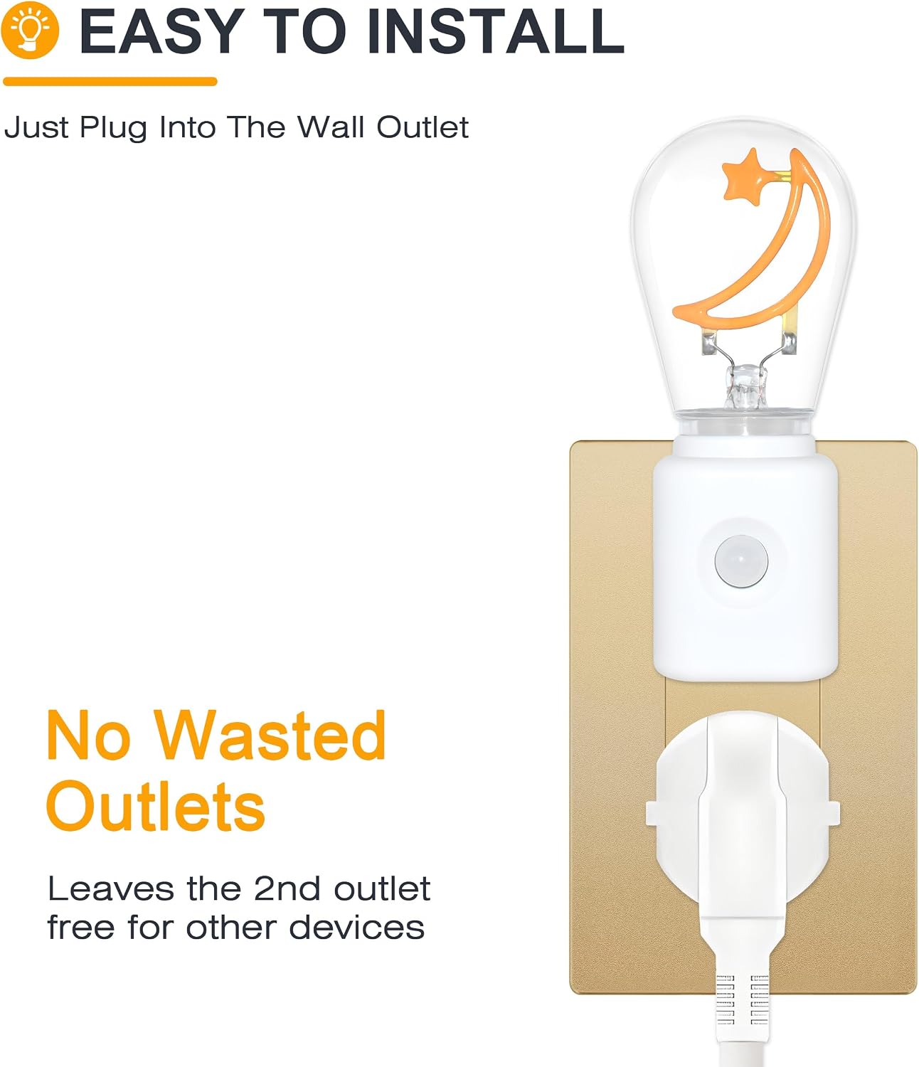 LED Motion Sensor Night Light, [1 Pack] Motion Activated Night Light, 2200K Amber, Adjustable Brightness, Motion Sensor Light Indoor Plug…