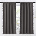 NICETOWN Kids Blackout Curtains with Pom Pom Tassel Rustic Rod Pocket Bohemian Curtains for Living Room Thermal Insulated Curtain Drapes…