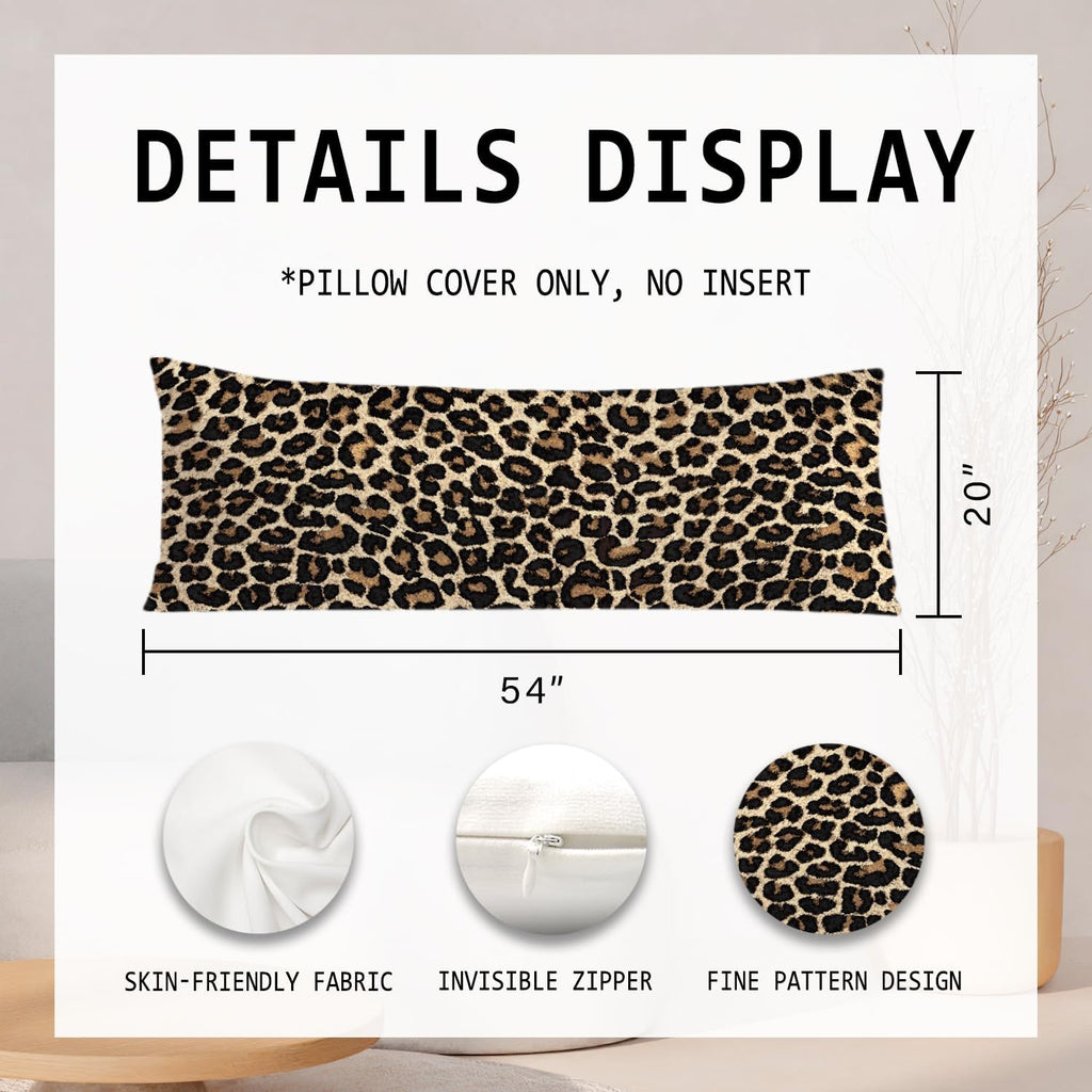 Leopard Print 20x54 Body Pillow Cover, Cheetah Print Room Decor, Trendy Girly Room Decor, Wildlife Animal Skin Theme Cheetah Decorative…