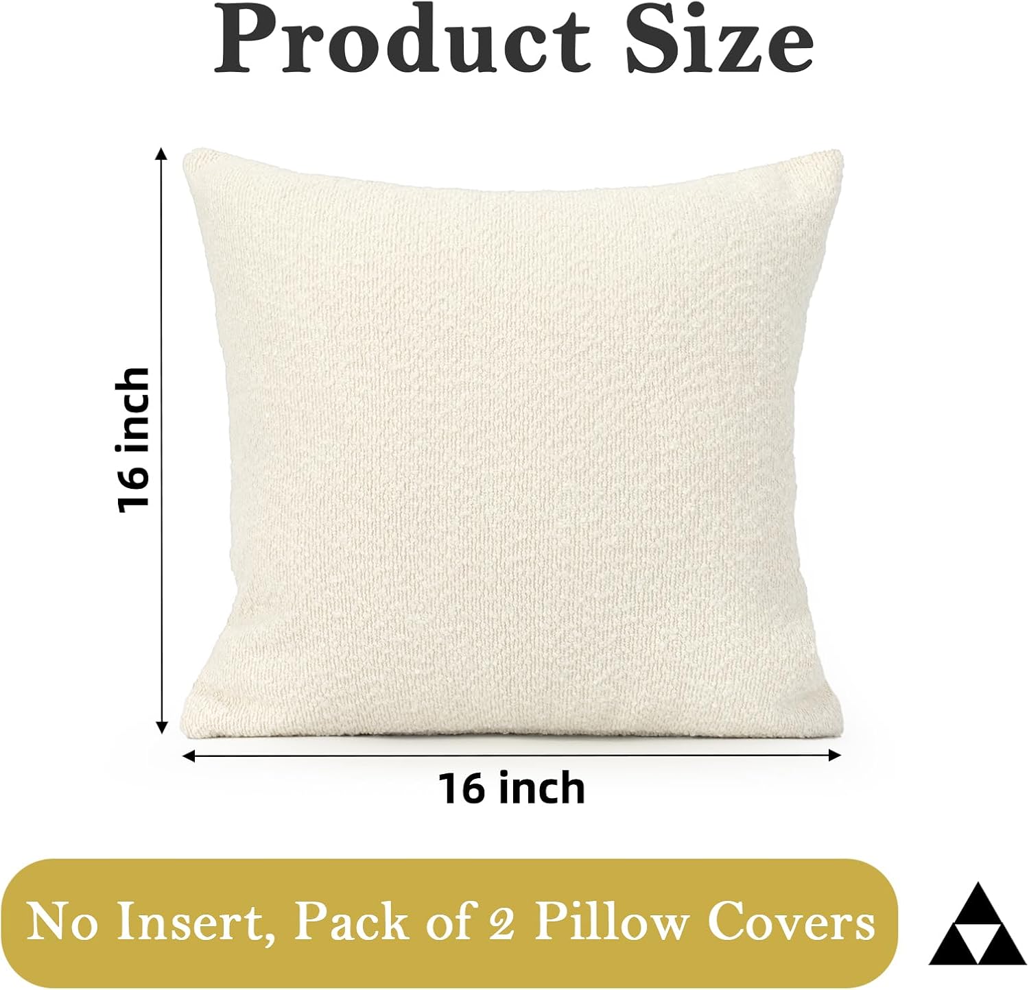 JoraLion 16x16 inch Boucle Throw Pillow Covers, Cream Woven Texture Neutral Pillow Cover Breathable Cushion Case for Couch Sofa Bed…