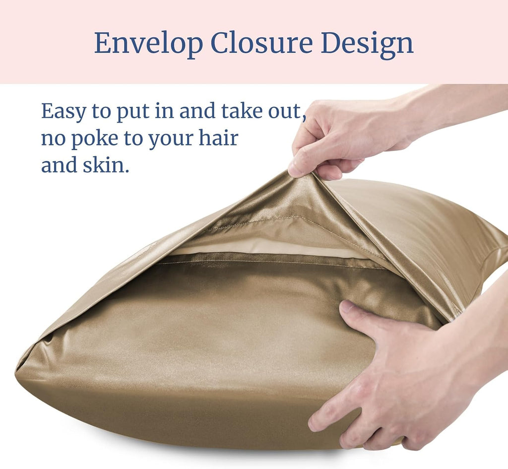 Bedelite Satin Pillowcase for Hair and Skin, Super Soft and Cooling Similar to Silk Pillow Cases 2 Pack with Envelope Closure, Gift for Wom…