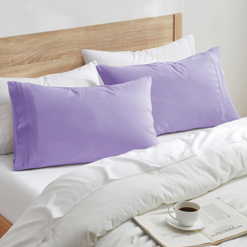 Nestl Lavender King Pillow Cases 2 – Soft King Size Pillow Case, 1800 Brushed Microfiber Pillowcases, Envelope Closure Pillowcase, King Pil…