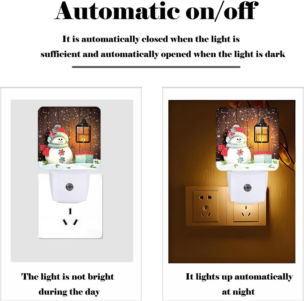 Cute Snowman Night Light, Plug-in Night Lights with Dusk to Dawn Sensor for Stairway, Hallway, Bedroom Sleep Friendly Ideal for…