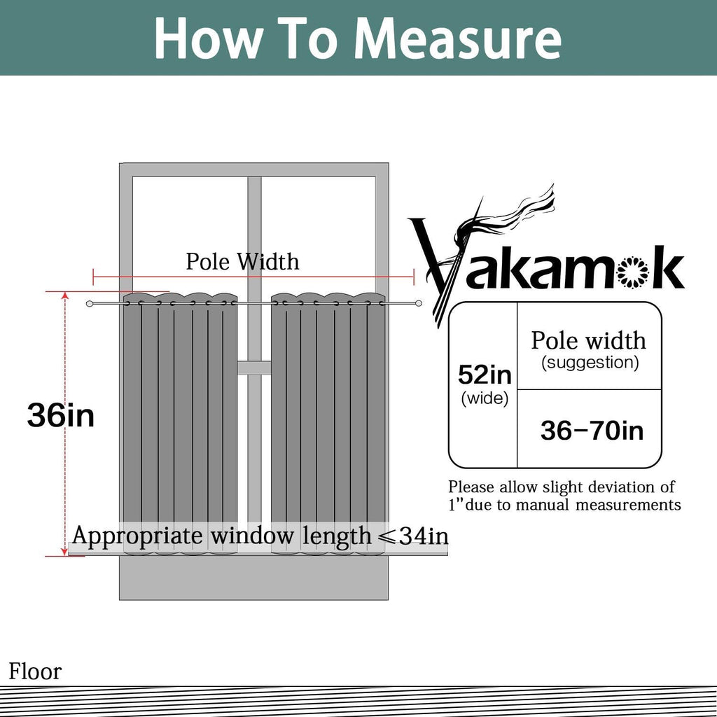 Yakamok 36 Inch Curtains Blackout Window Curtains for Kitchen, Grommet Room Darkening Thermal Insulated Sunlight Block Drapes for Living…