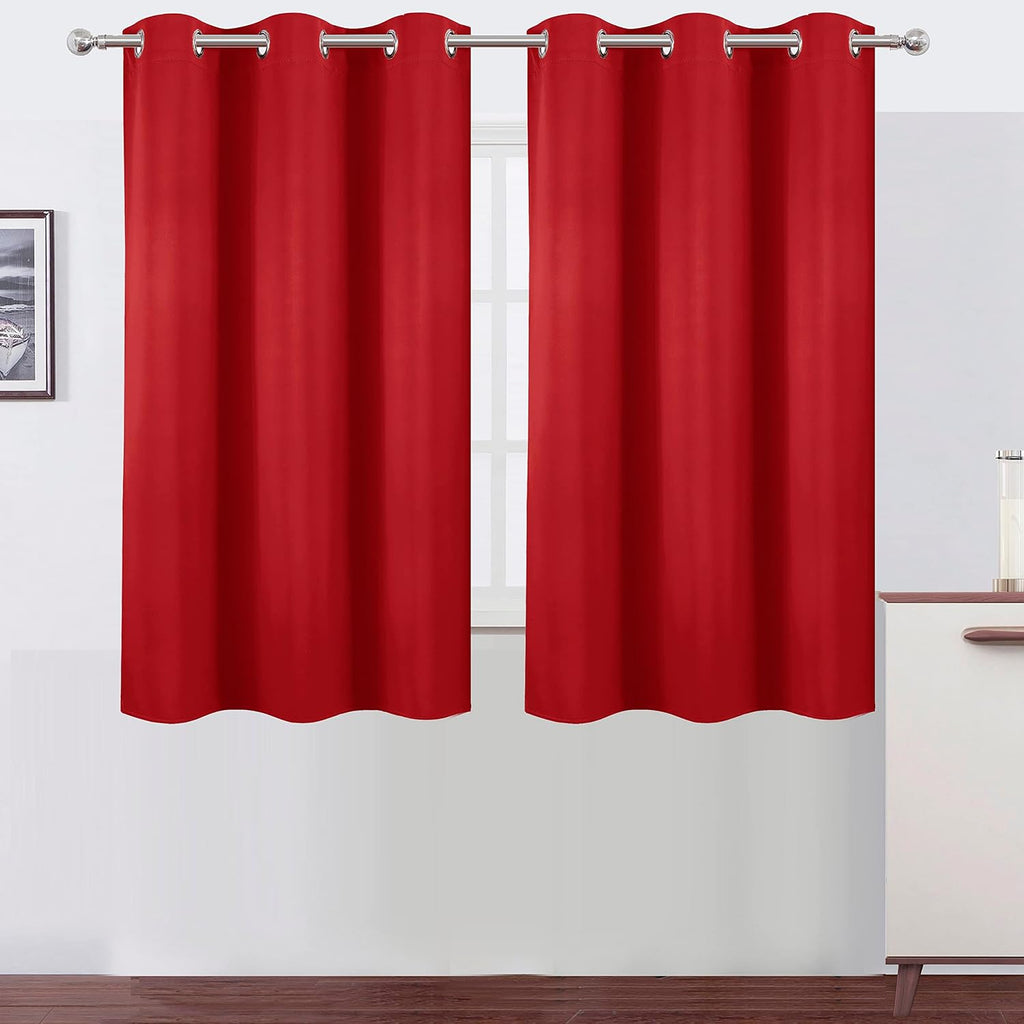 Lemomo Blackout Curtains 38 x 54 inch/Bright Red Curtains Set of 2 Panels/Thermal Insulated Room Darkening Bedroom Curtains 54 inch Red
