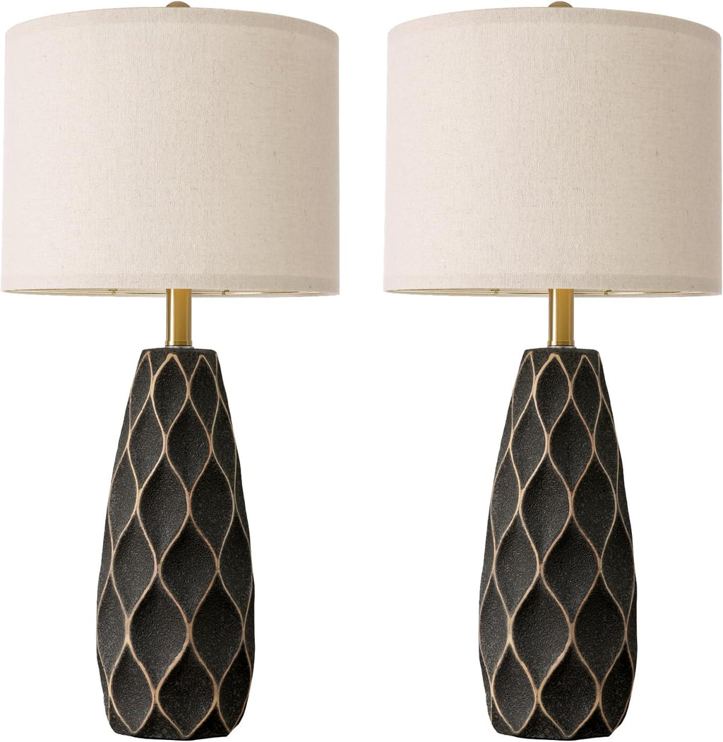 PORTRES 27.5" Ceramic Table Lamps for Bedroom Living Room Lamps Set of 2 Modern Bedside Nightstand Lamp Farmhouse Vintage Rustic Boho…