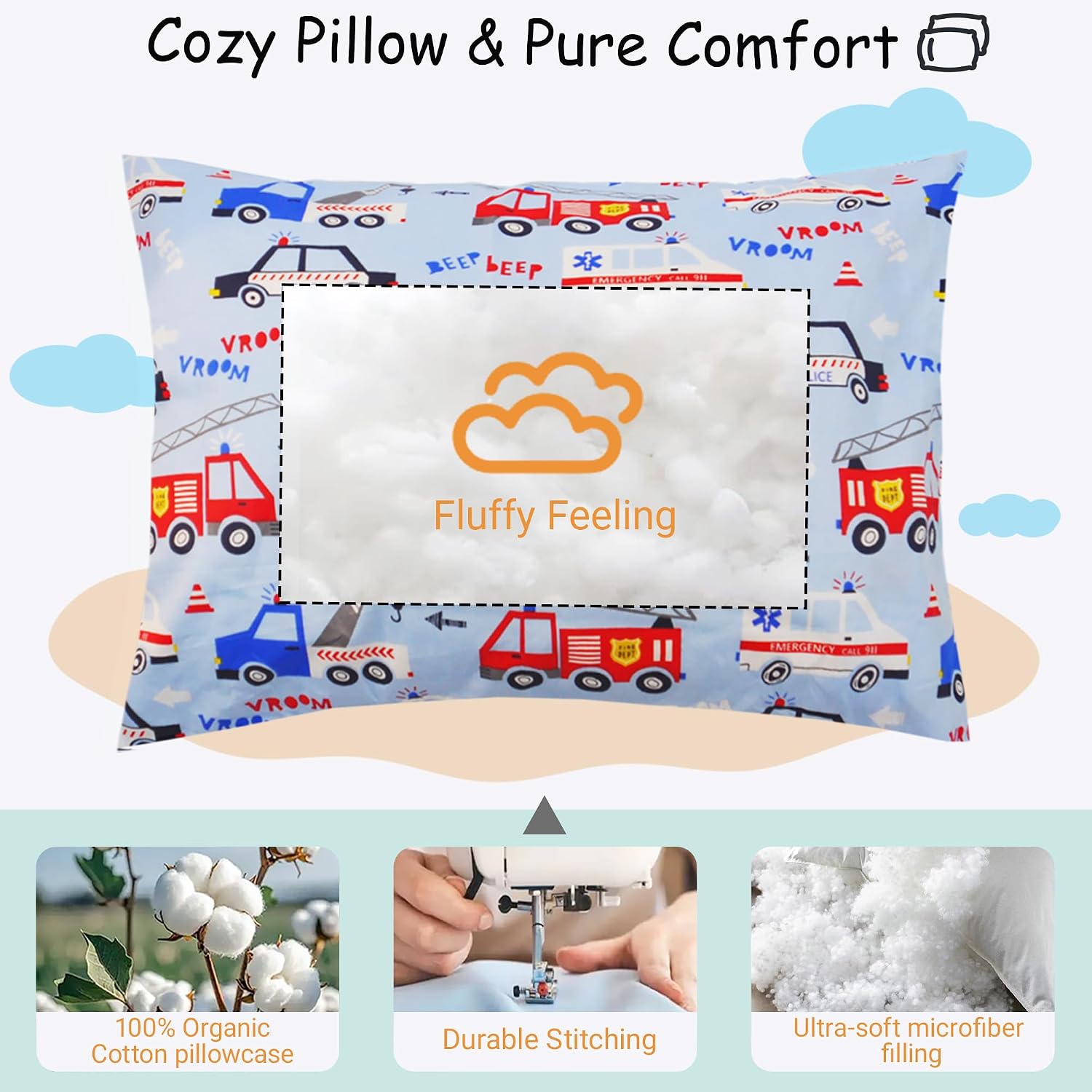 ZPECC-ABrandThatHasBeenFocusedOnBeddingFor20Years ZPECC Toddler Pillow with Pillowcase 2 Pack - 13x18 Organic Cotton Hypoallergenic Kids Pi…