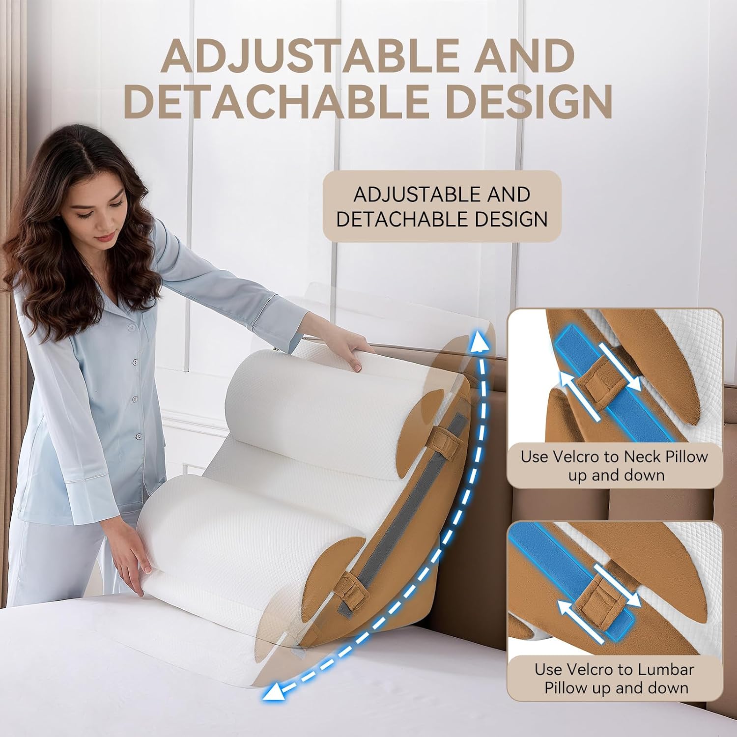 Yojoker 9PCS Orthopedic Bed Wedge Pillow Set for Sleeping, Back and Leg, Post Surgery Foam Pillow for Body, Triangle Adjustable Support Pi…
