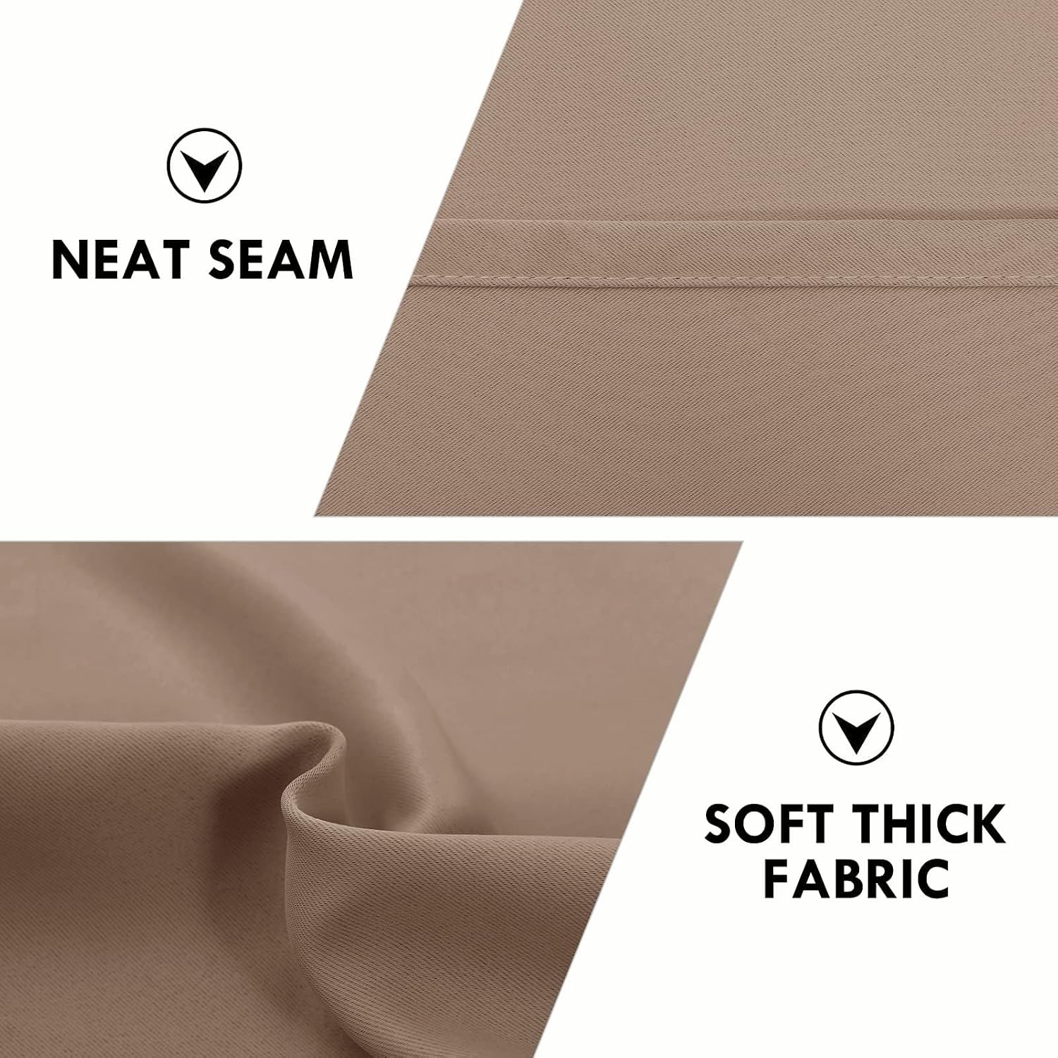 DWCN Blackout Curtains for Living Room Thermal Insulated, Energy Saving & Noise Reducing Bedroom Curtains, Khaki, W 70x L 72 Inch, Set of…
