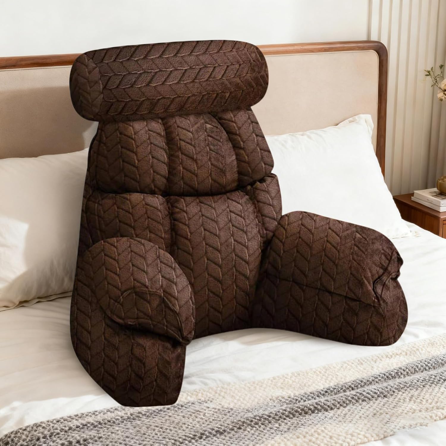 FXXUDVNIIN Back Pillow for Bed Sitting up – with 9.4" Armrest, for Reading, Gaming, Relaxing. Also Serves as tv Pillows for Sitting in…