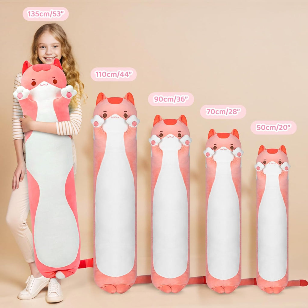 Mewaii Artist-Designed Ultra Soft Long Cat Plush Body Pillow, Extra Stuffing for Comfort, Premium Quality Stuffed Animal Gift for…