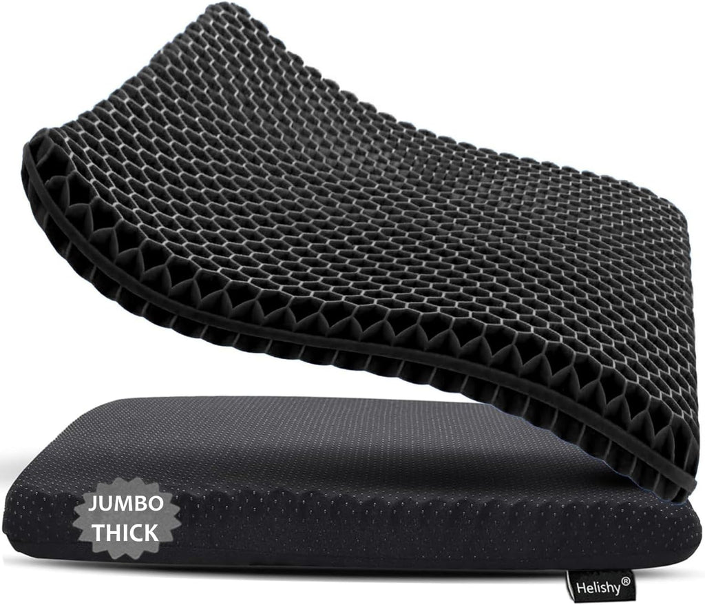 Helishy Gel Seat Cushion, Jumbo&Thick Gel Cushion Chair Pads with Non-Slip Cover for Home Office Car Seat Wheelchair, Soft Breathable Honey…