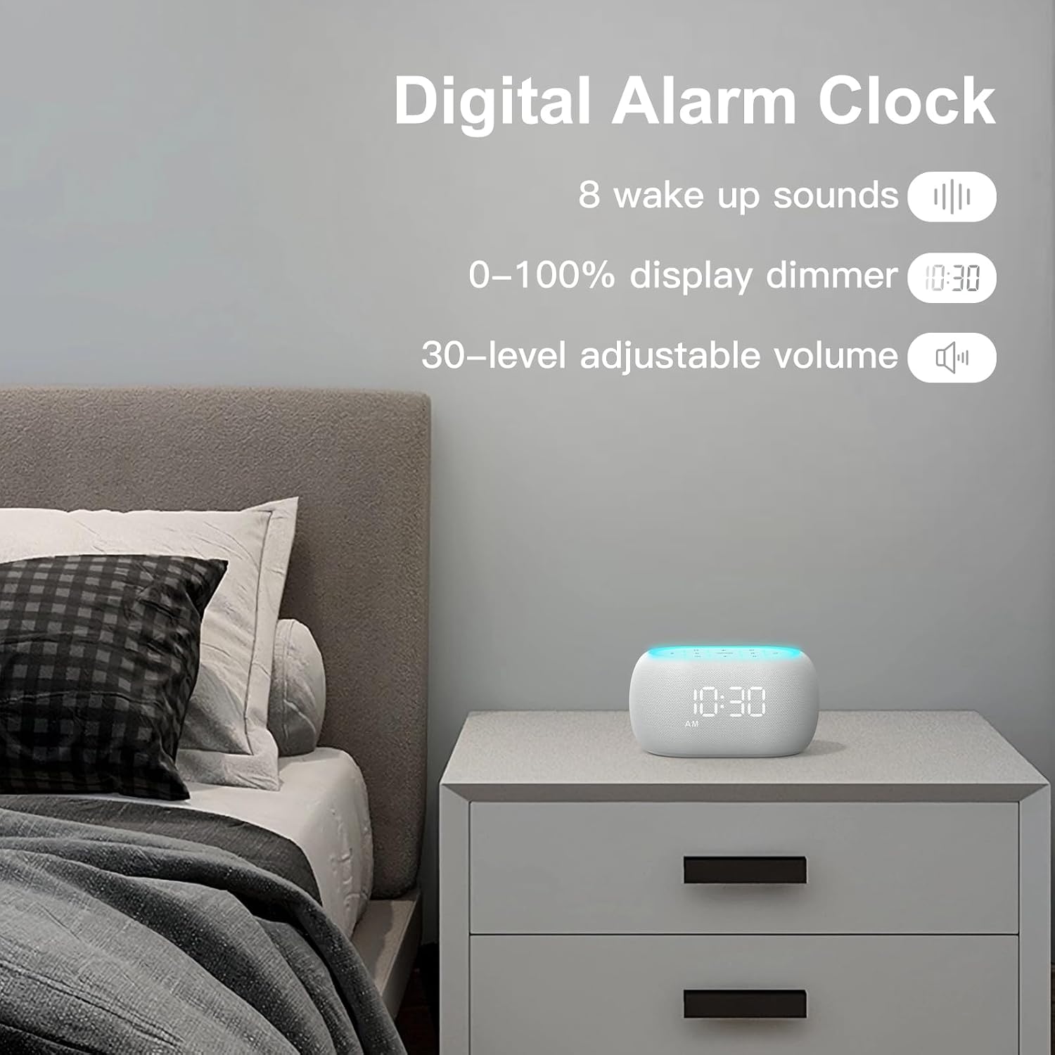 ANJANK White Noise Sound Machine Alarm Clock with Hi-Fi Bluetooth Speaker, 21 Soothing Sounds/7 Night Lights, 0-100% Dimmer/Sleep…