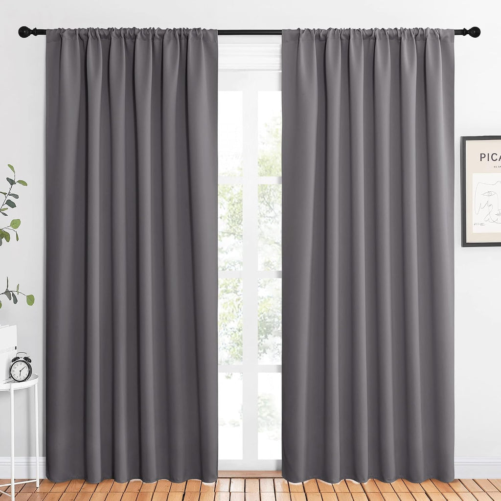 NICETOWN Blackout Curtain Panels for Window - Thermal Insulated Rod Pocket Blackout Drapes/Draperies for Dining Room (2 Panels, W62 x L84…