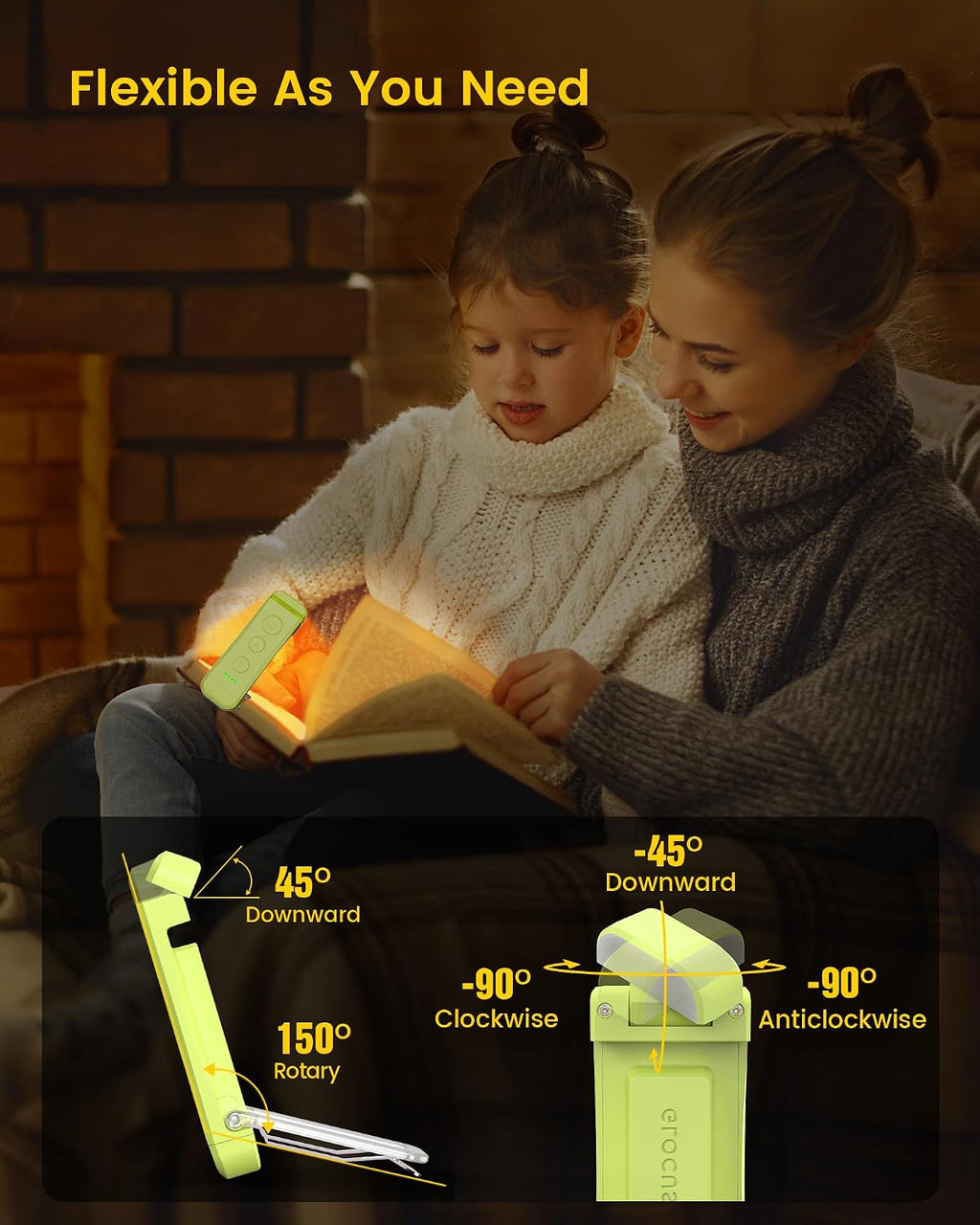 Glocusent USB Rechargeable Book Light, Portable Clip-on LED Reading Light, Reading Lights for Books in Bed with 3 Amber Colors & 5…