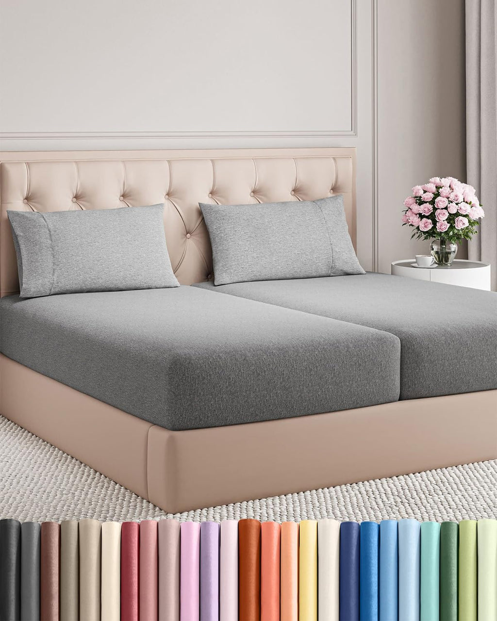 Split King Size 5 Piece Sheet Set - Comfy Breathable & Cooling Sheets - Hotel Luxury Bed Sheets for Women & Men - Deep Pockets, Easy-Fit…