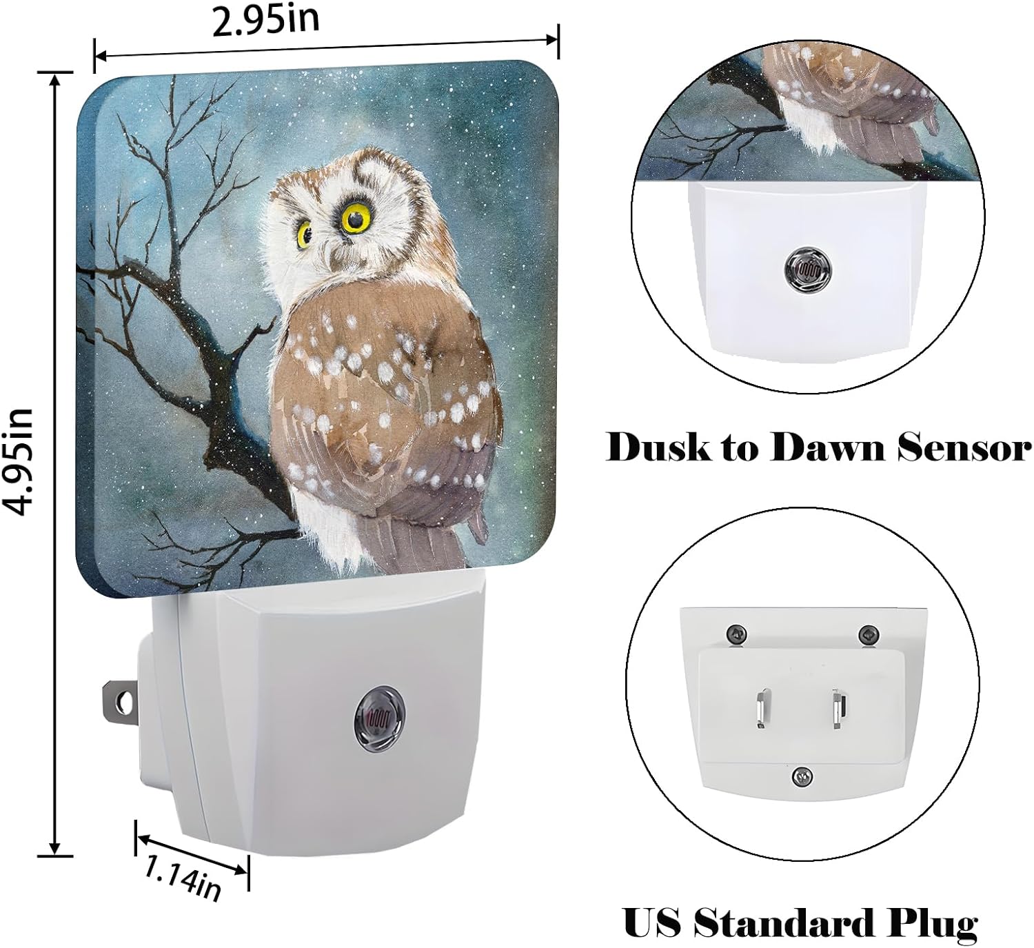 Winter Snow Cute Night Light, Plug Into Wall with Dusk to Dawn Light Sensors, Warm Nightlights for Bedroom, Bathroom, Hallway, Kitchen…