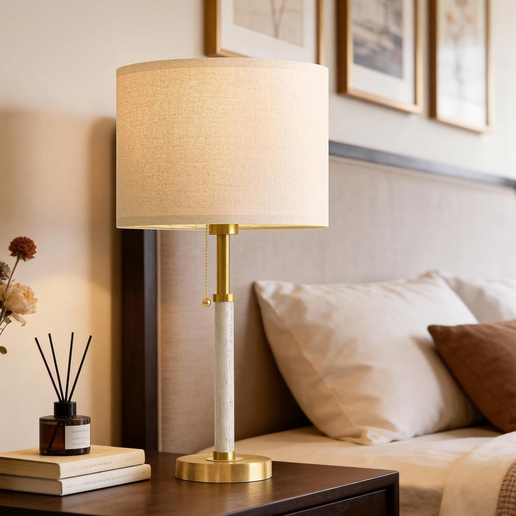 G-SAFAVA 22" Table Lamps Mid Century Modern Lamps for Bedroom Living Room Bedside Lamps for Night Stands Wood Nightstand Lamp Gold Small…