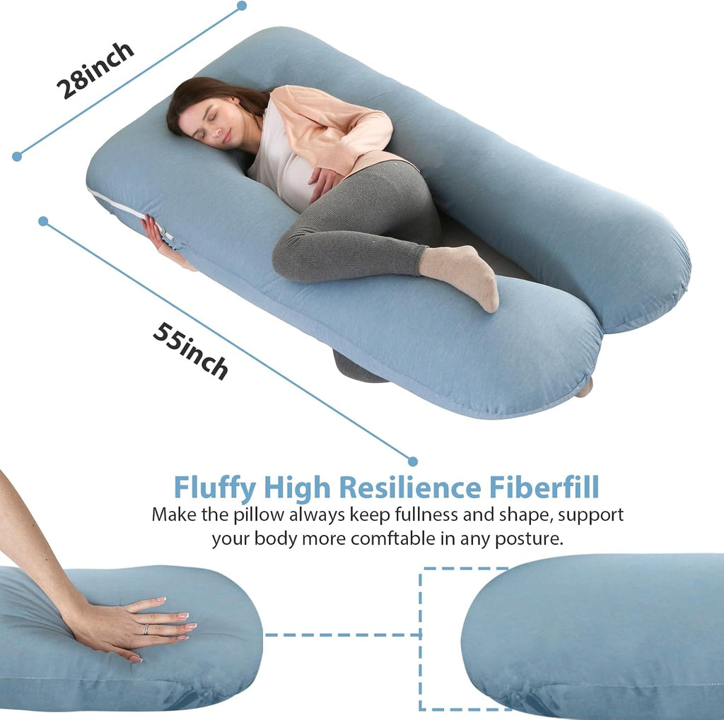 Amagoing Cooling Pregnancy Pillow for Sleeping, U Shaped Maternity Full Body Pillow for Women with Hip, Leg, Back Pain Support, Removable C…